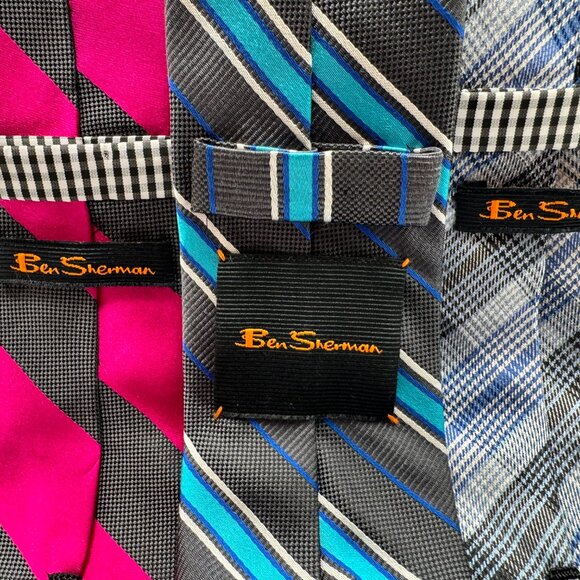 Ben Sherman 3 Modern Silk Tie Bundle – Regimental, Awing & Glen Check - Picture 3 of 7